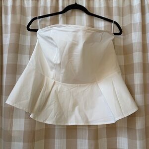 H&M White Strapless Bustier Top with Peplum Detail